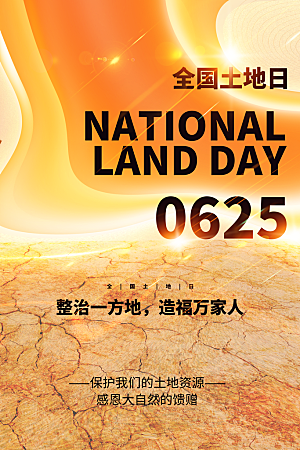 保护地球环境土地荒漠化干旱日节约资源海报