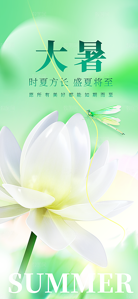 大暑时节夏日七月夏天夏季24节气海报