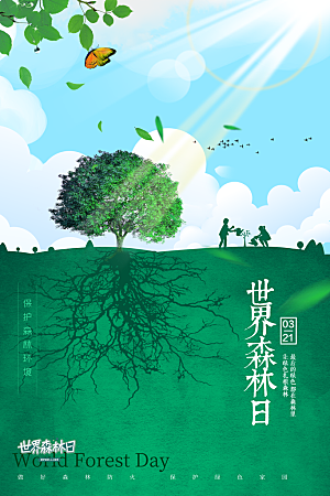 环保湿地动物森林气象海洋日保护环境海报