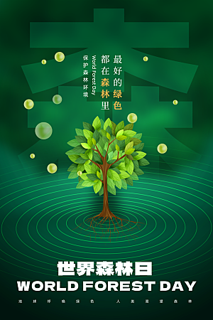 环保湿地动物森林气象海洋日保护环境海报