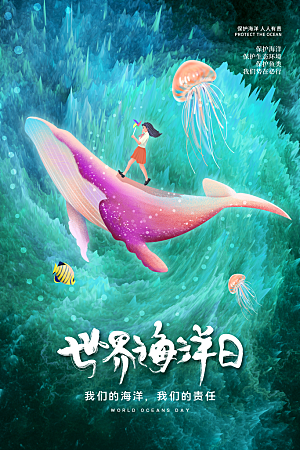 环保湿地动物森林气象海洋日保护环境海报
