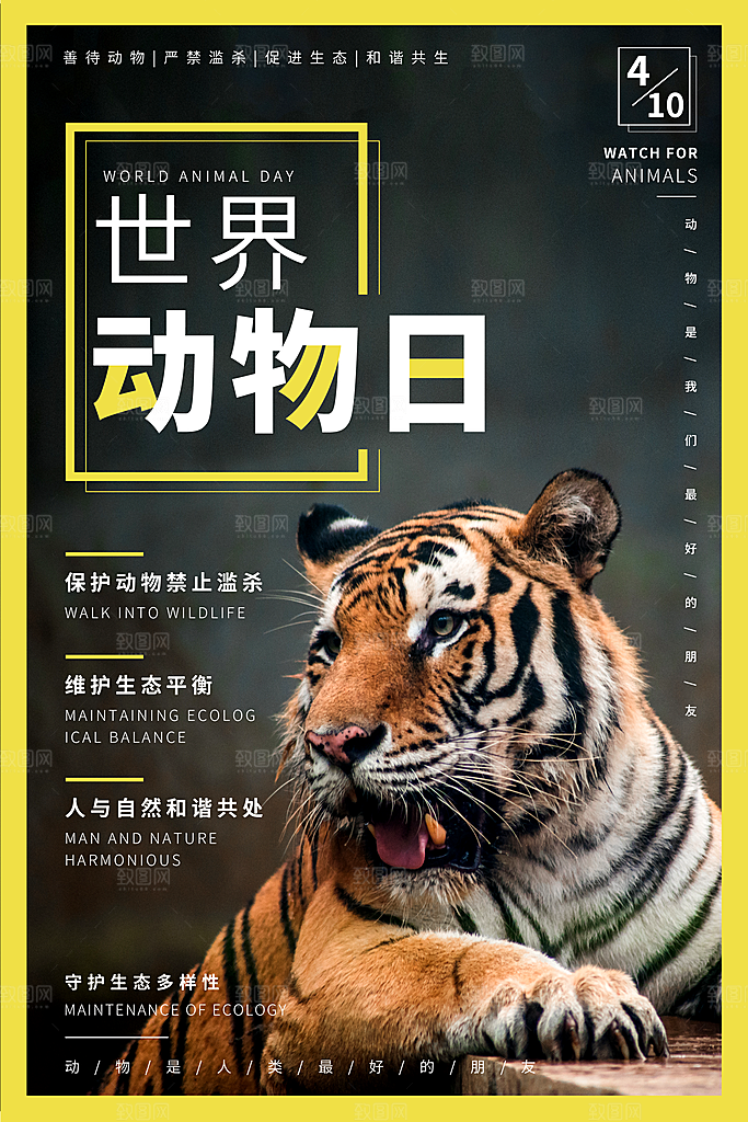 环保湿地动物森林气象海洋日保护环境海报