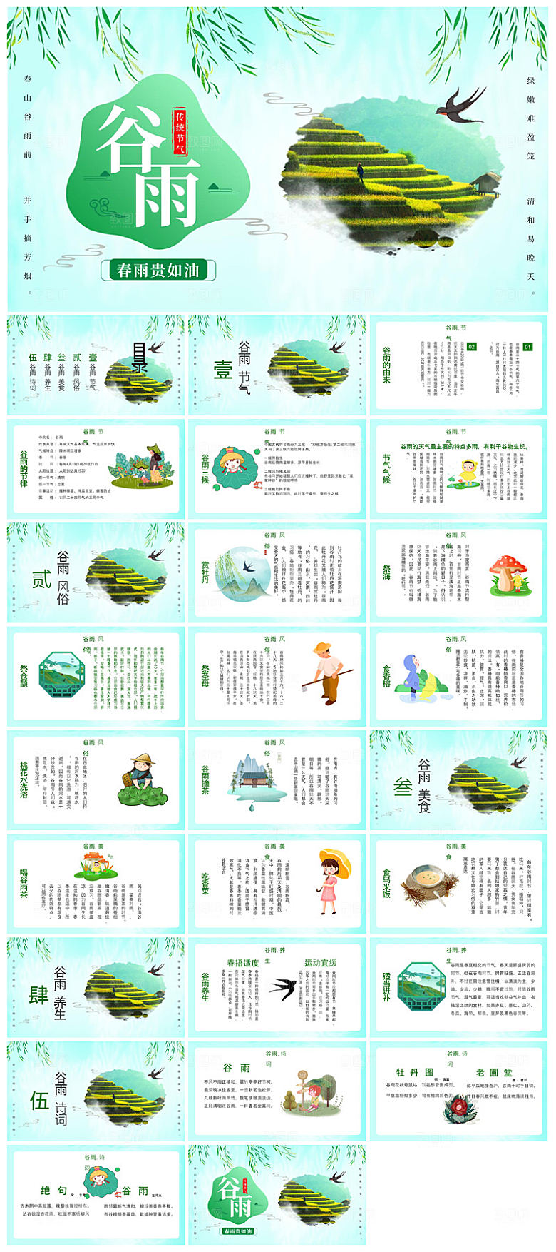 中国传统文化二十四节气谷雨介绍主题课件