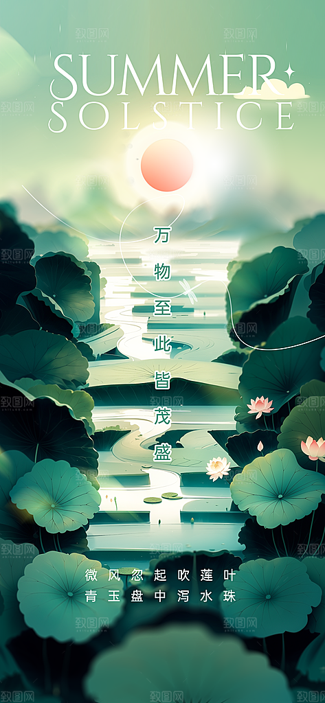 夏至节气简约海报