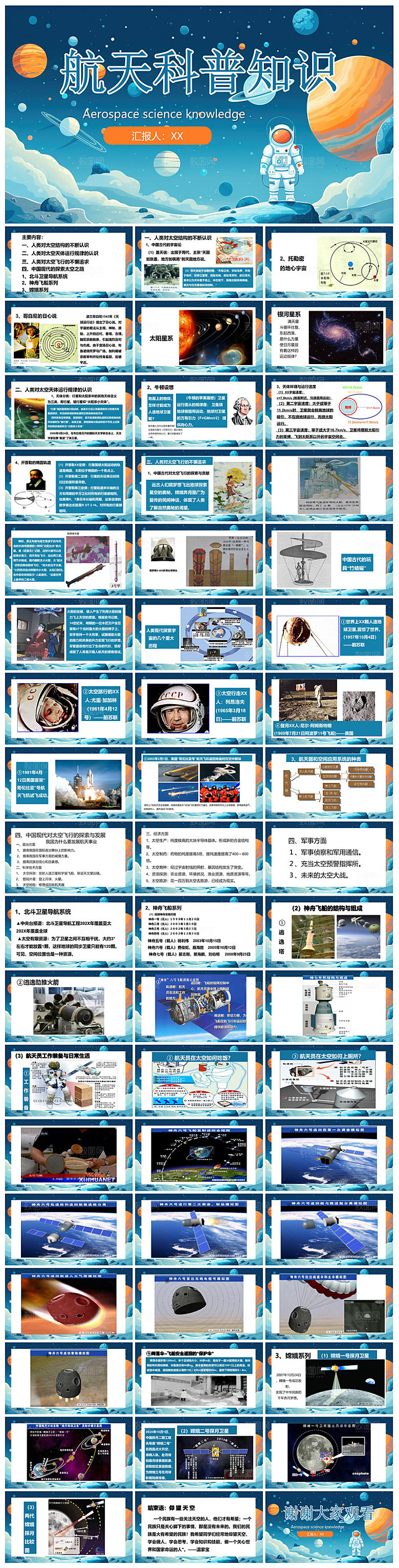 简约风科技星空世界航天日科普发展介绍课件