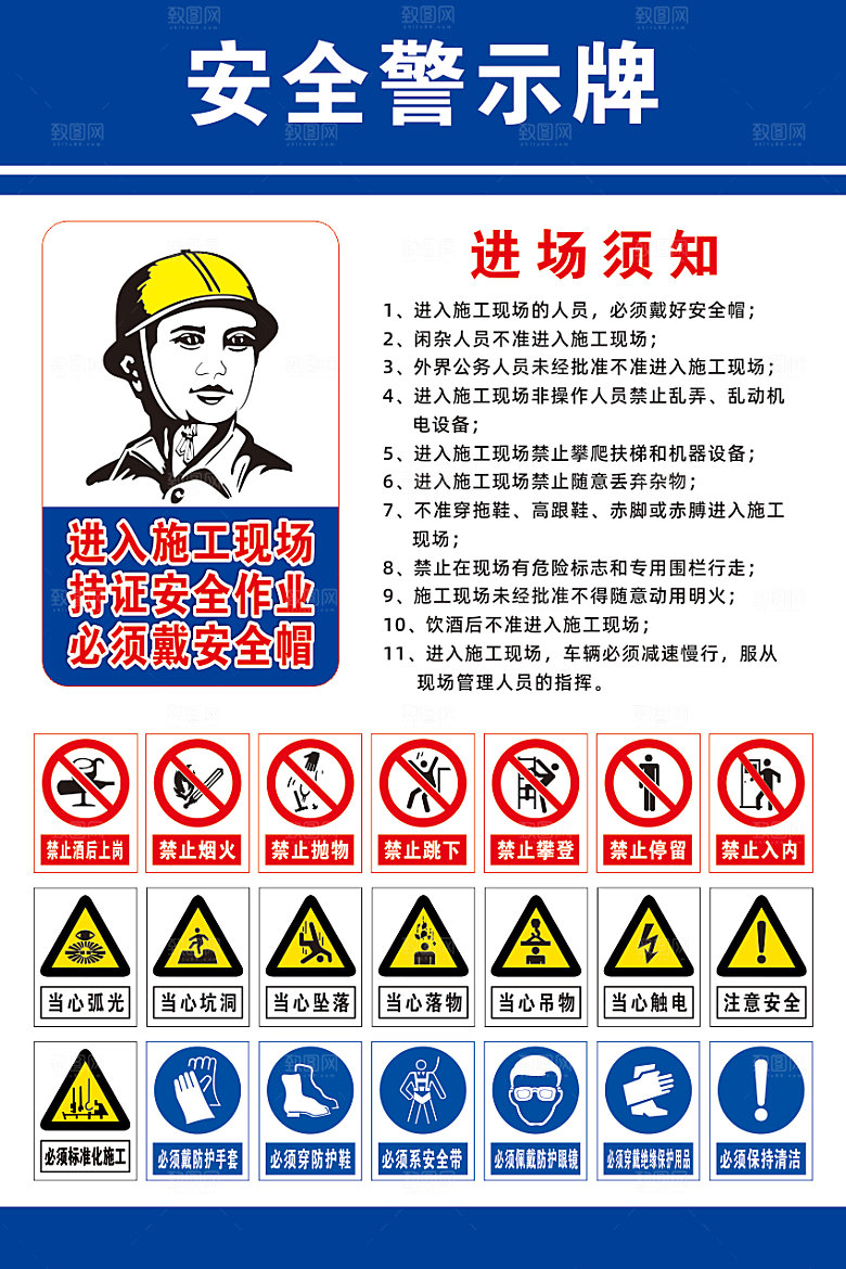 安全警示牌矢量模板