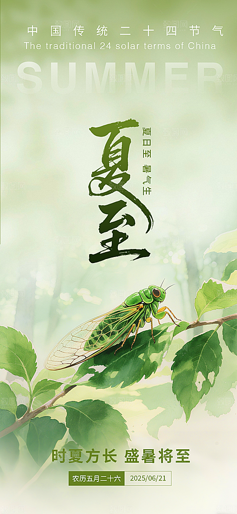 简约大气夏至节气宣传海报