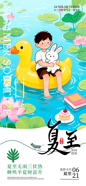 简约大气夏至节气宣传海报