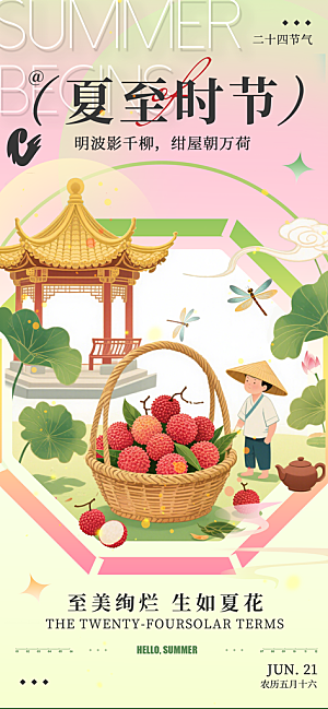 简约大气夏至节气宣传海报