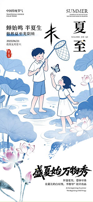 简约大气夏至节气宣传海报