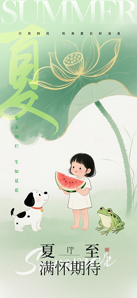 传统节气夏至宣传海报