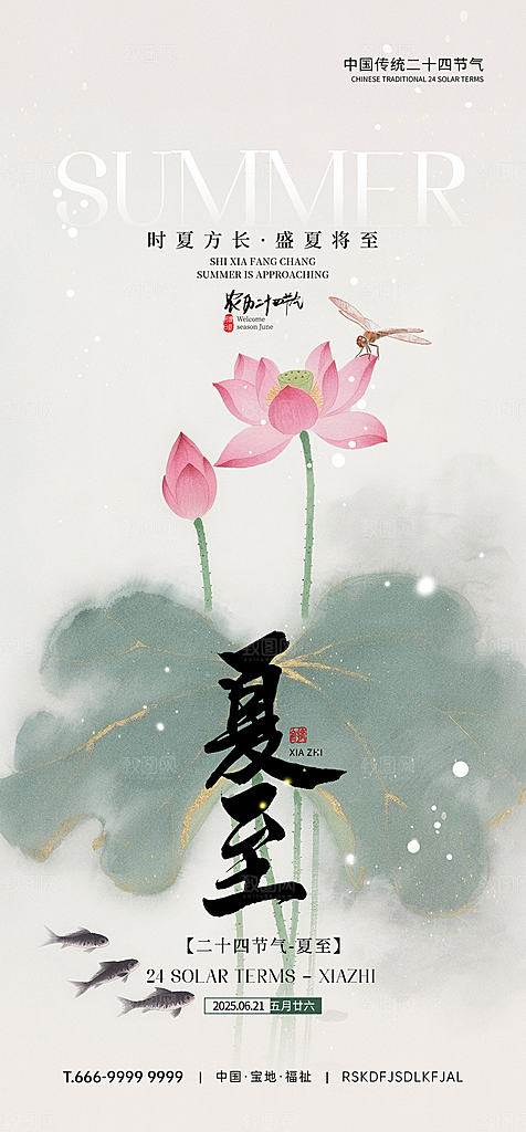 传统节气夏至宣传海报