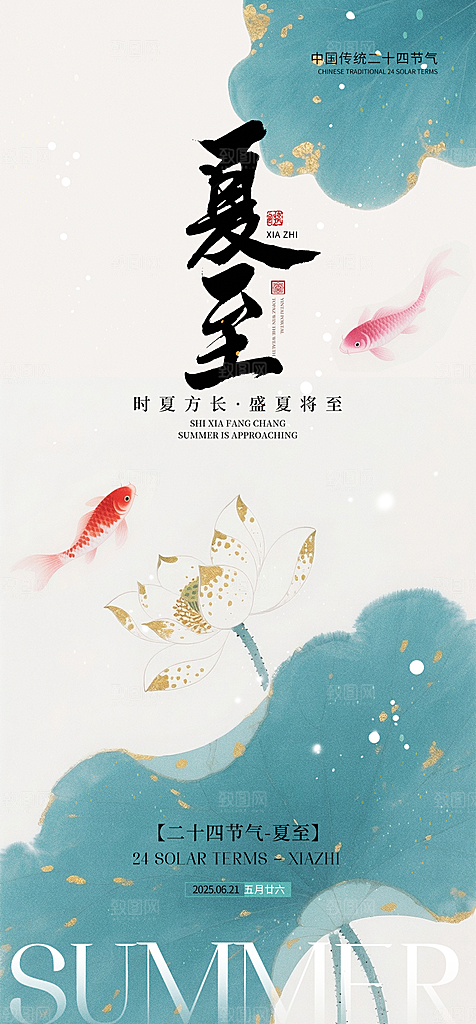 传统节气夏至宣传海报