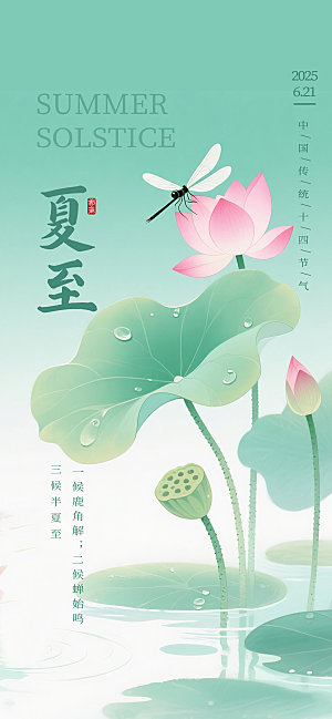 简约大气夏至节气宣传海报