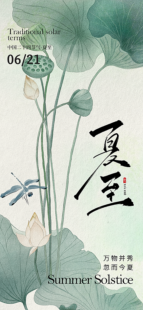 传统节气夏至宣传海报