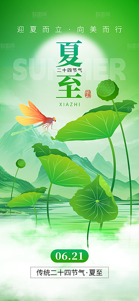 传统节气夏至宣传海报