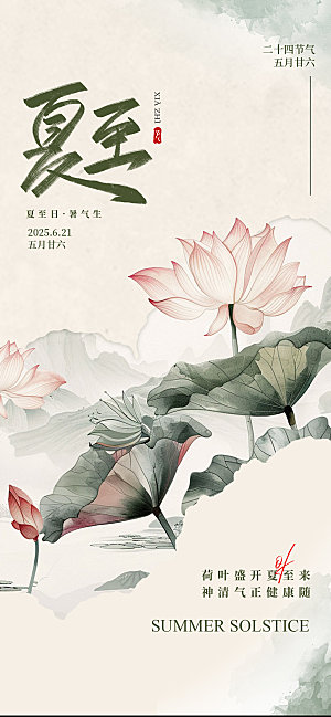 传统节气夏至宣传海报