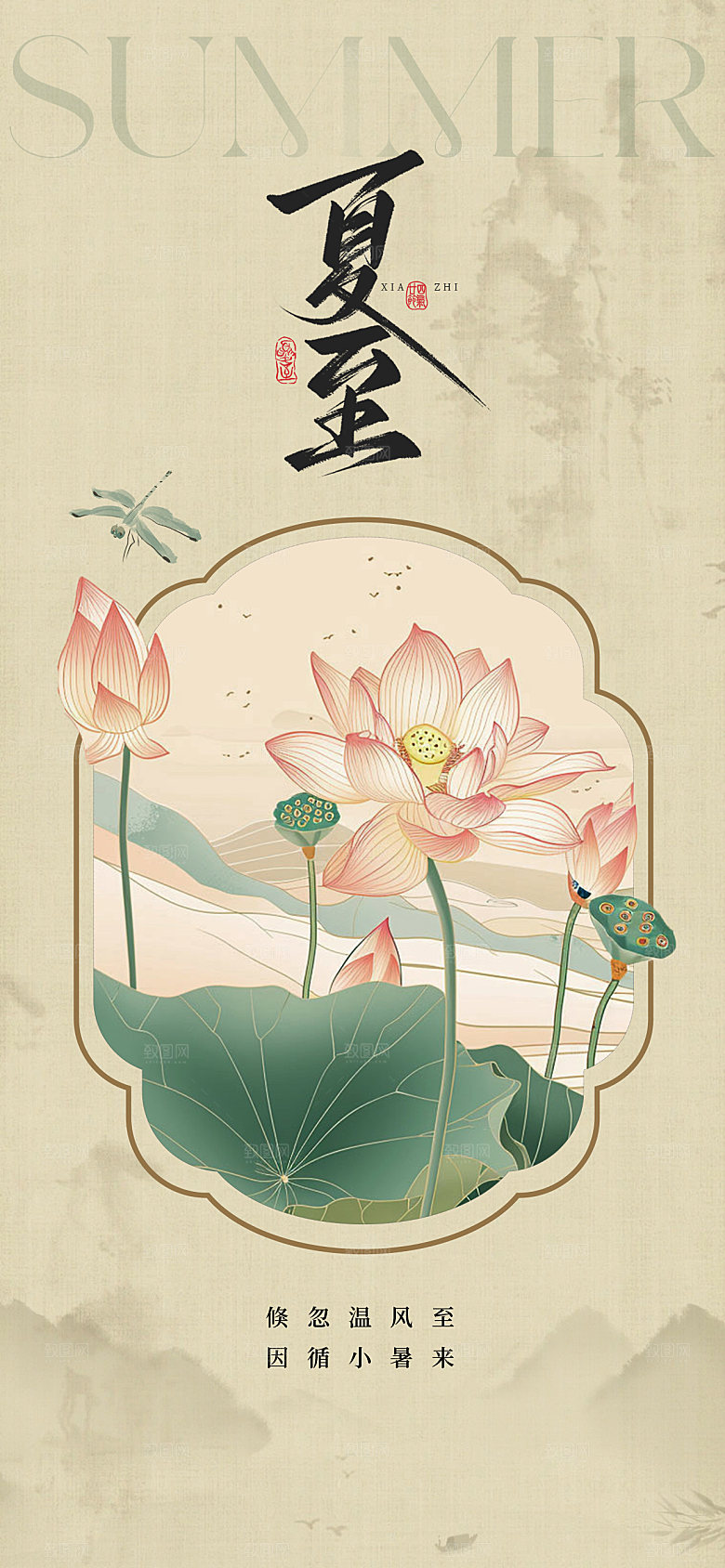 传统节气夏至宣传海报