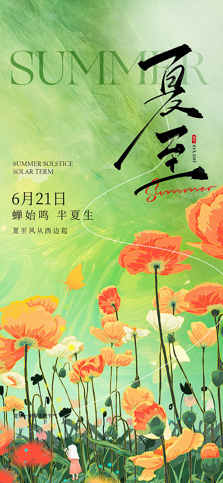 传统节气夏至宣传海报