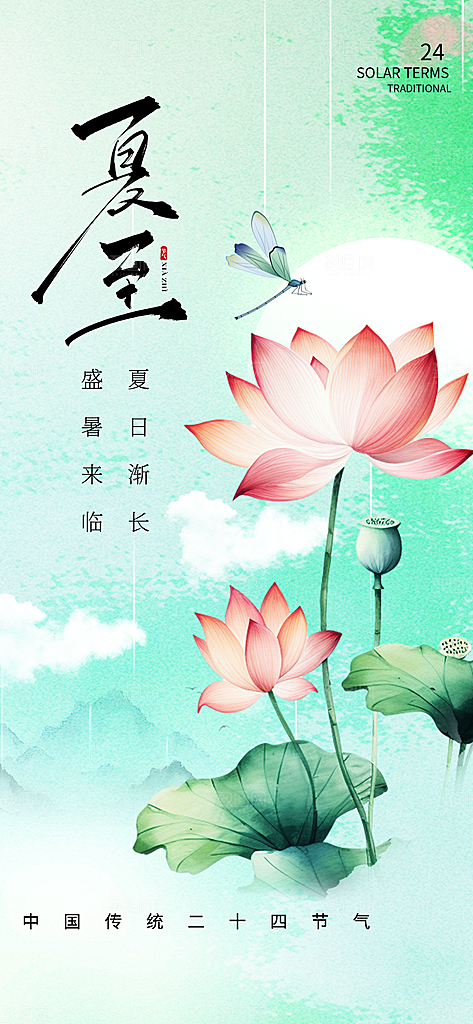 传统节气夏至宣传海报