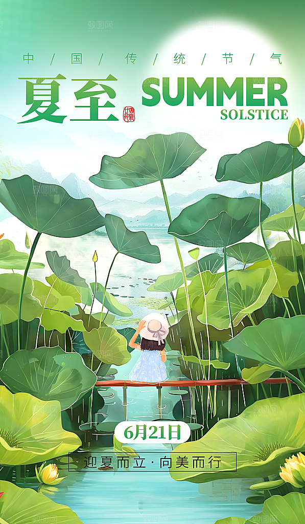 传统节气夏至宣传海报