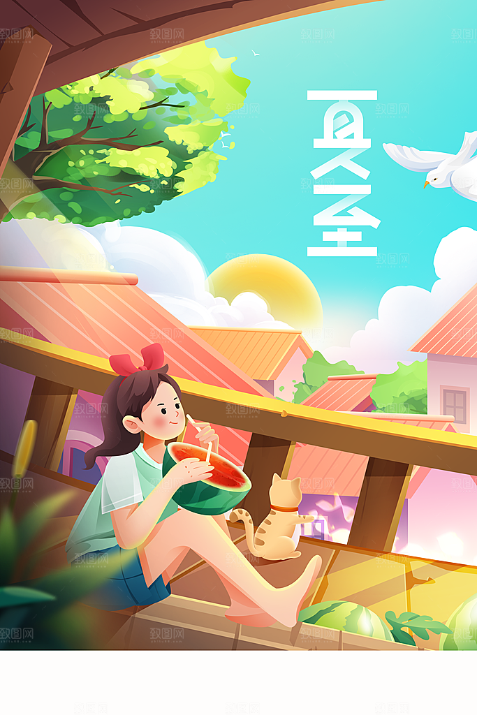 夏至节气传统海报