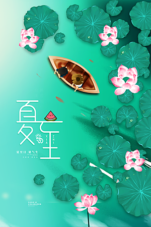 简约大气夏至节气宣传海报