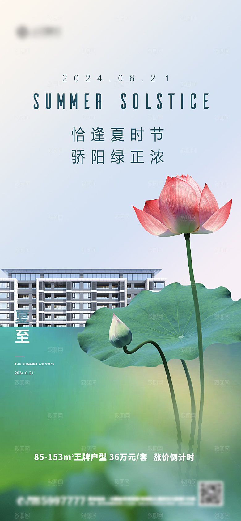 简约大气夏至节气宣传海报