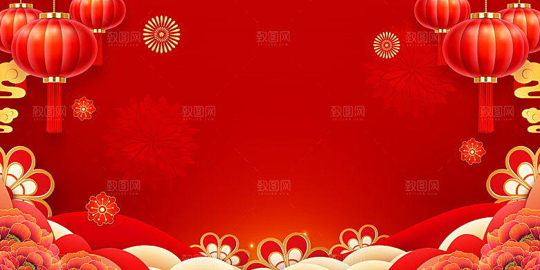 中国风红色背景模板