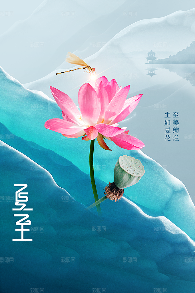 夏至节气传统海报