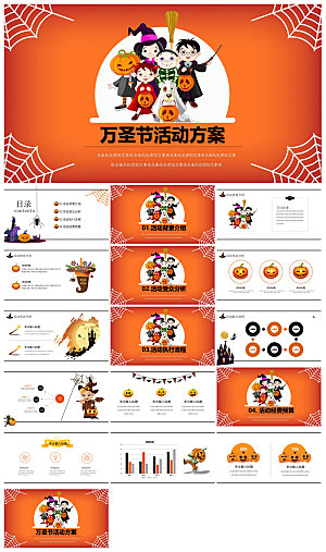 卡通风创意搞怪万圣节介绍活动策划主题班会