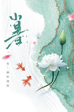 小暑人物卡通插画海报
