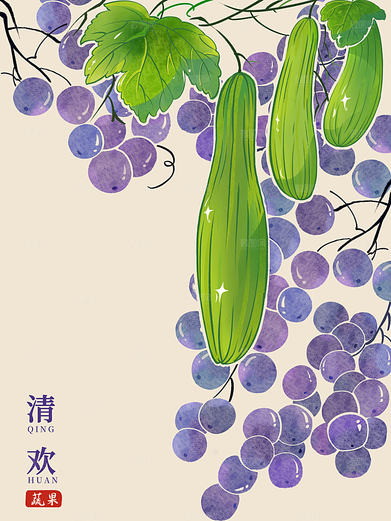 简约大气花卉插画素材
