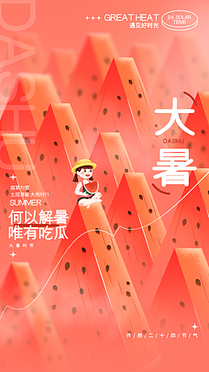 大暑节气宣传海报设计