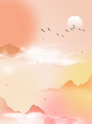 中国风二十四节气节日海报山水风景背景素材