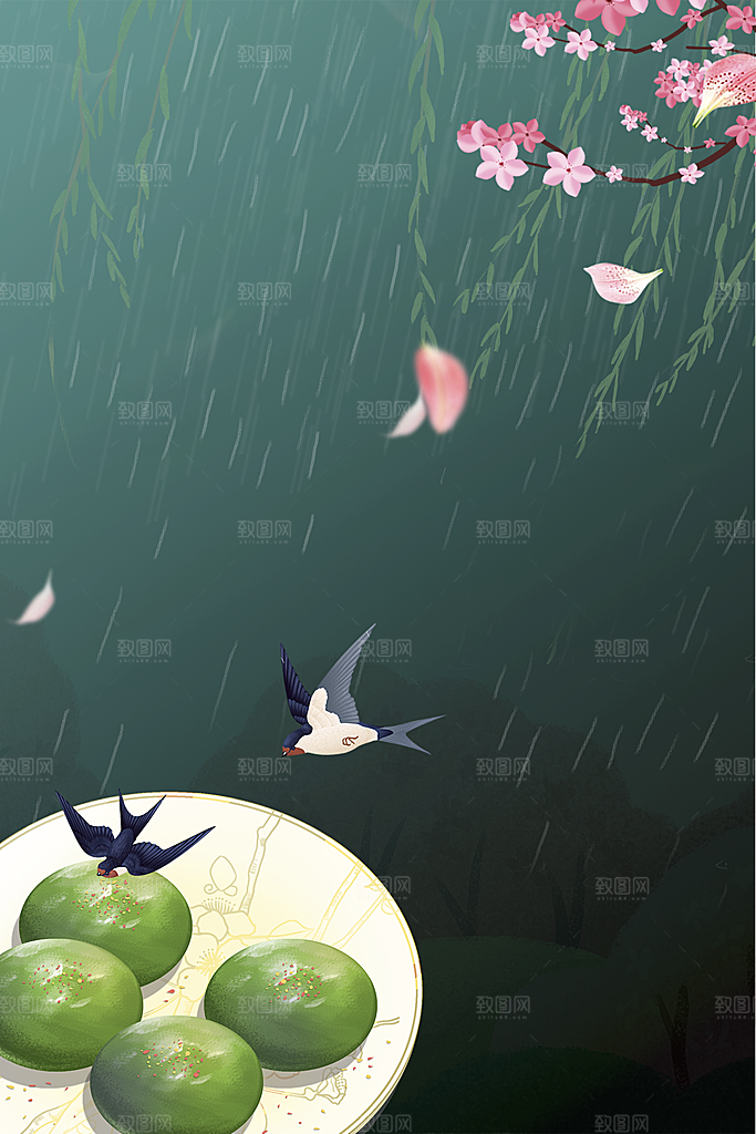 中国风二十四节气节日海报山水风景背景素材