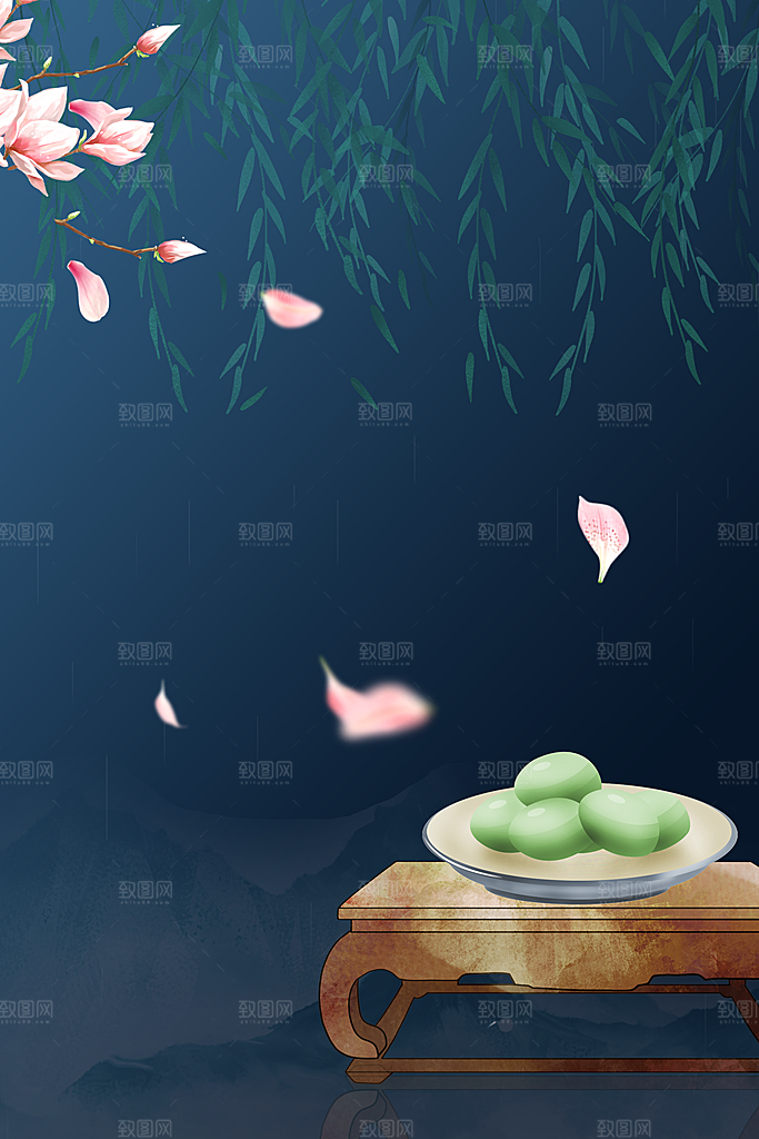 中国风二十四节气节日海报山水风景背景素材