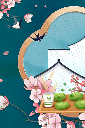 中国风二十四节气节日海报山水风景背景素材