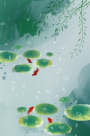 中国风二十四节气节日海报山水风景背景素材