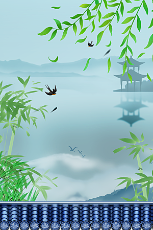 中国风二十四节气节日海报山水风景背景