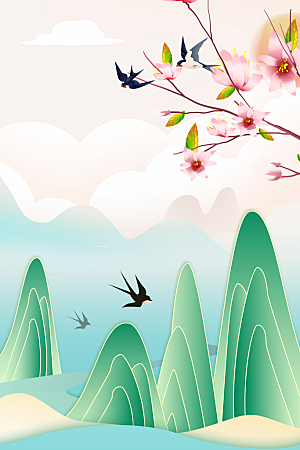 中国风二十四节气节日海报山水风景背景