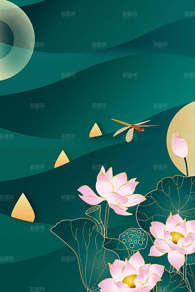 中国风二十四节气节日海报山水风景背景素材