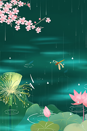 中国风二十四节气节日海报山水风景背景素材