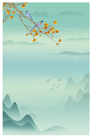 中国风二十四节气节日海报山水风景背景