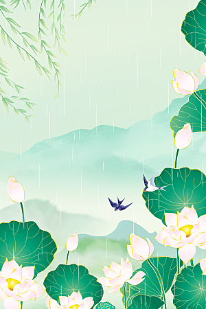 中国风二十四节气节日海报山水风景背景