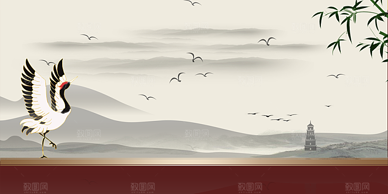 中国风二十四节气节日海报山水风景背景