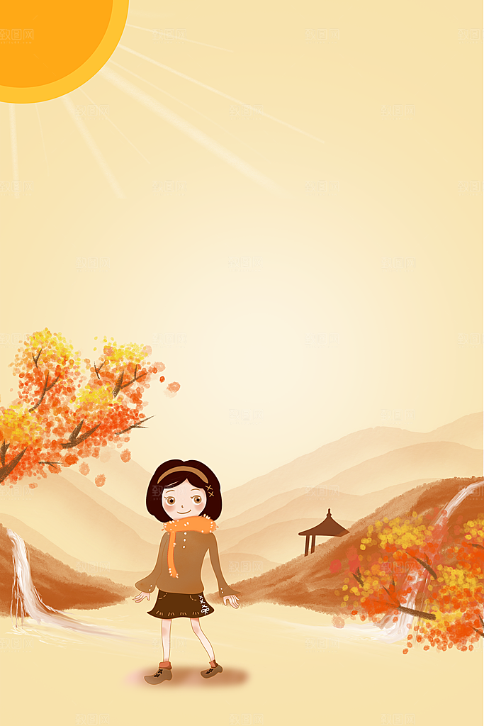 中国风二十四节气节日海报山水风景背景
