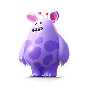 小怪兽怪物卡通形象设计3D元素png