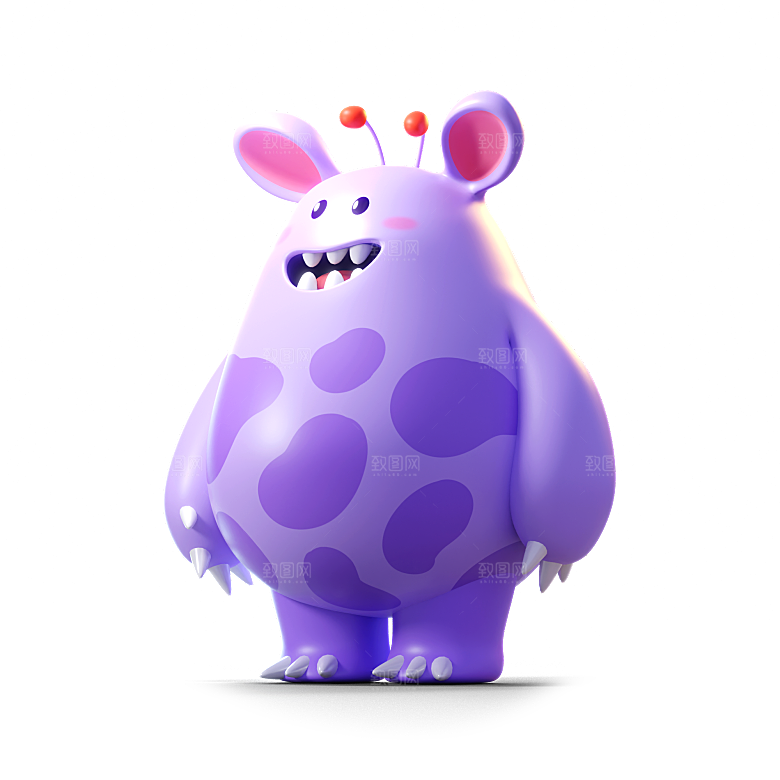 小怪兽怪物卡通形象设计3D元素png