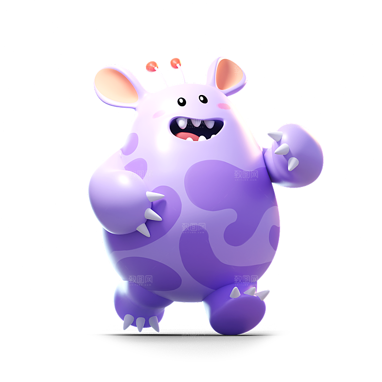 小怪兽怪物卡通形象设计3D元素png